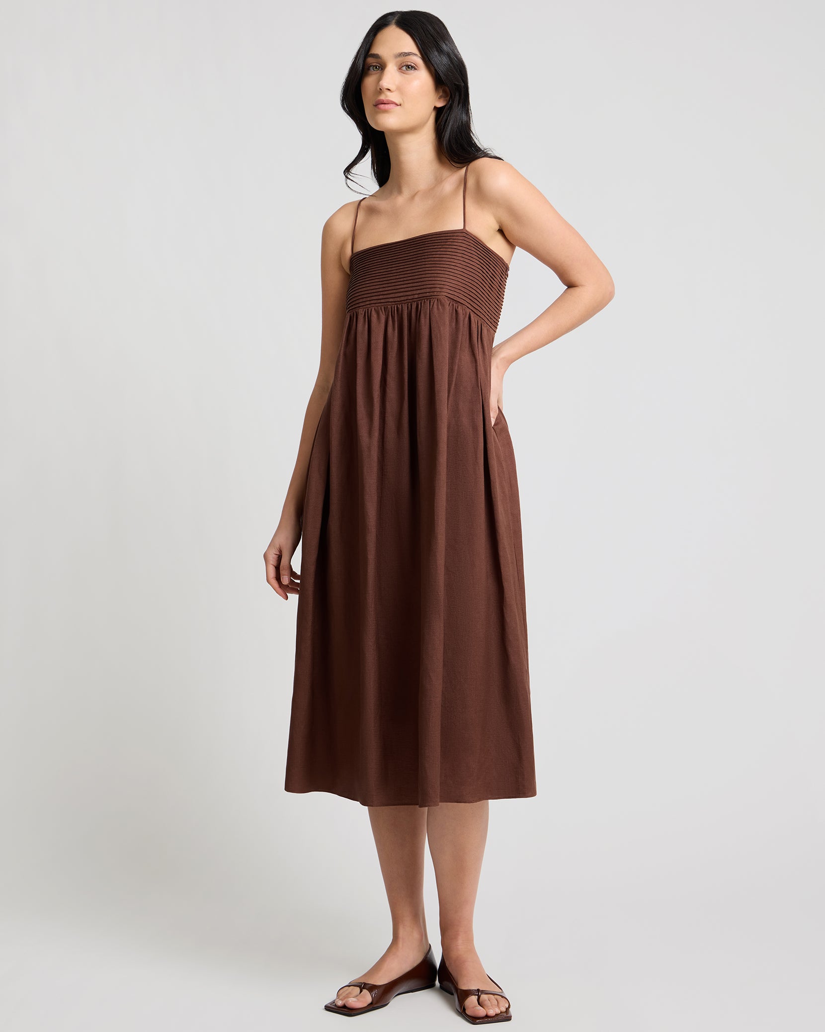 A-Line Pintuck Midi Dress A-Line Pintuck Midi Dress