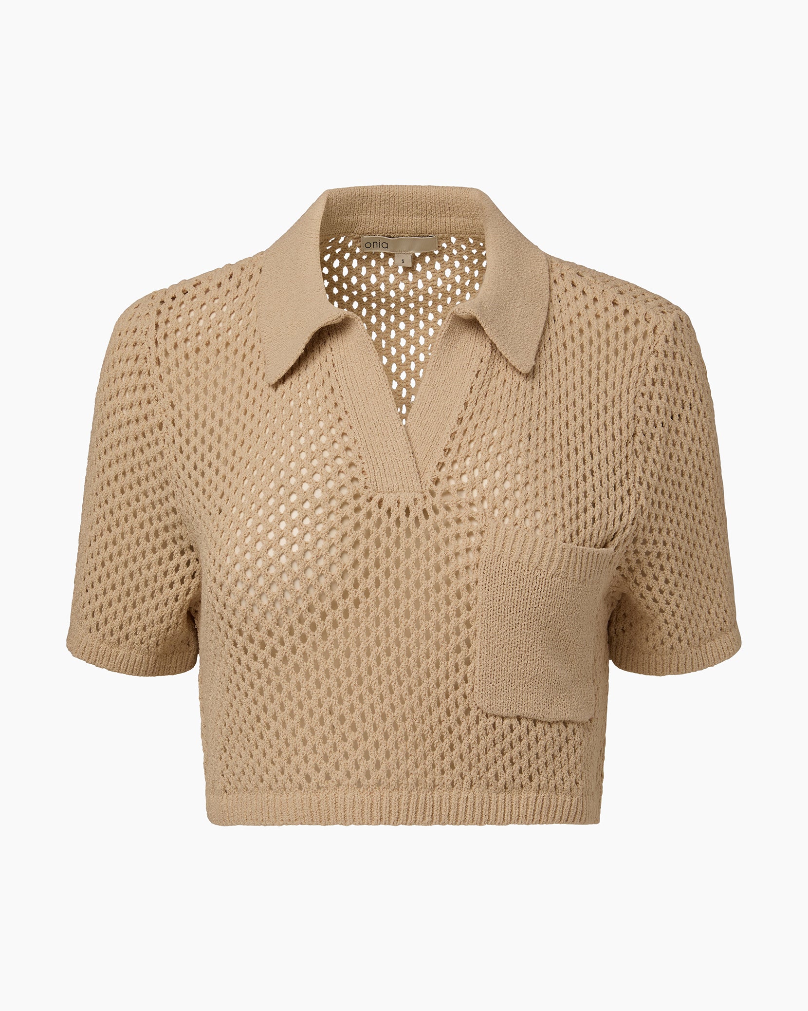 Crochet Knit Cropped Polo