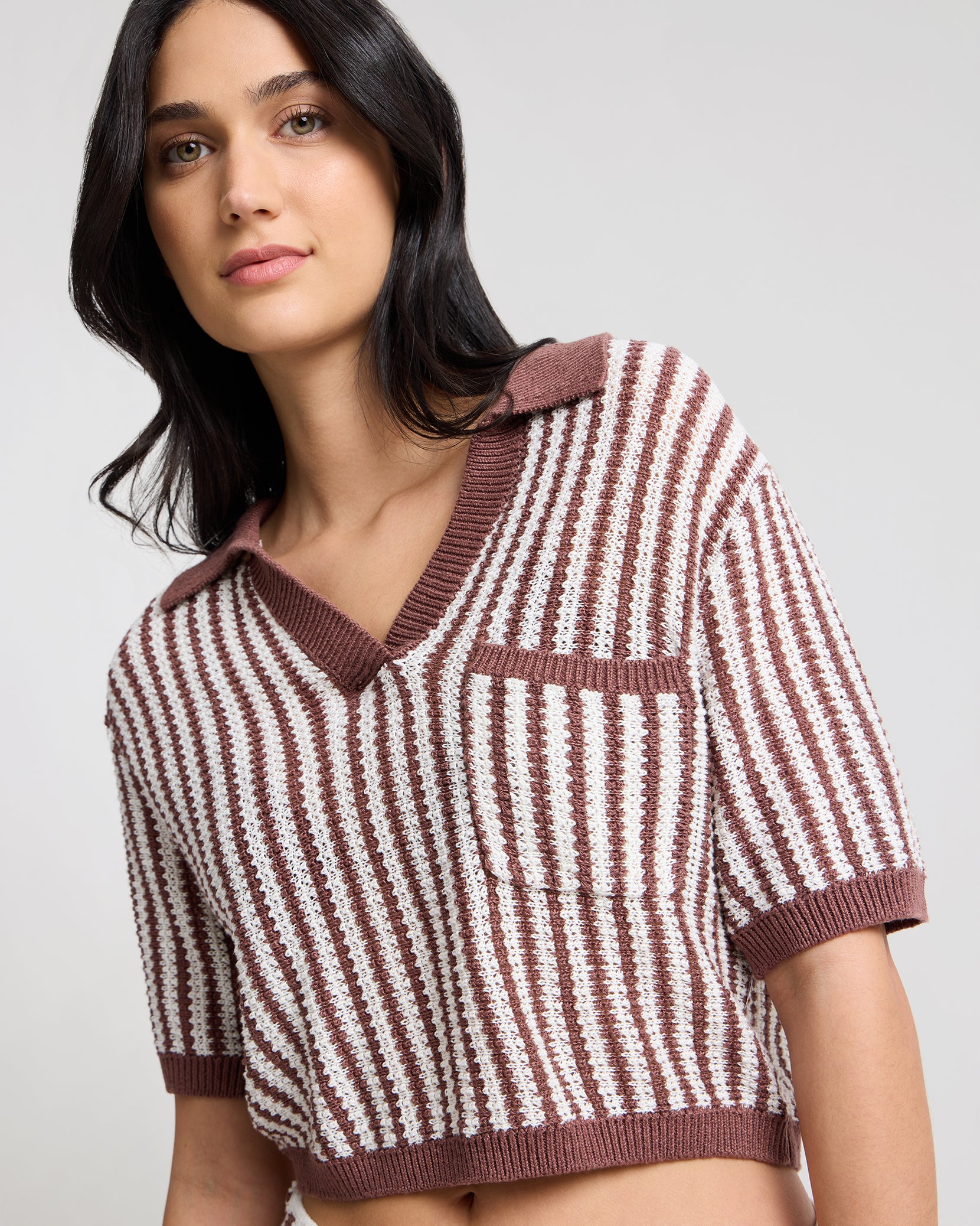 Linen Knit Cropped Polo – onia