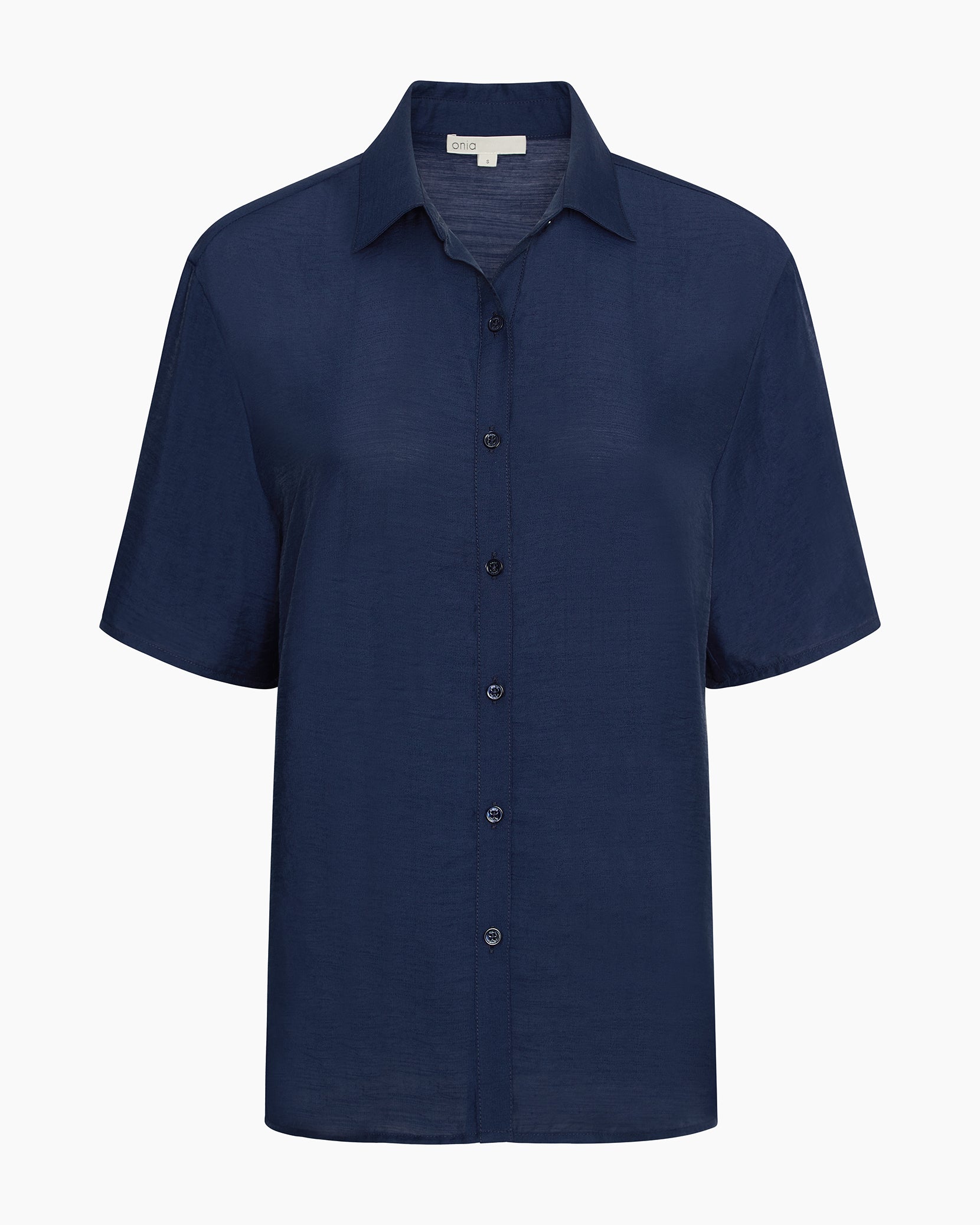 Crinkle Oversized Short Sleeve Button Up Shirt