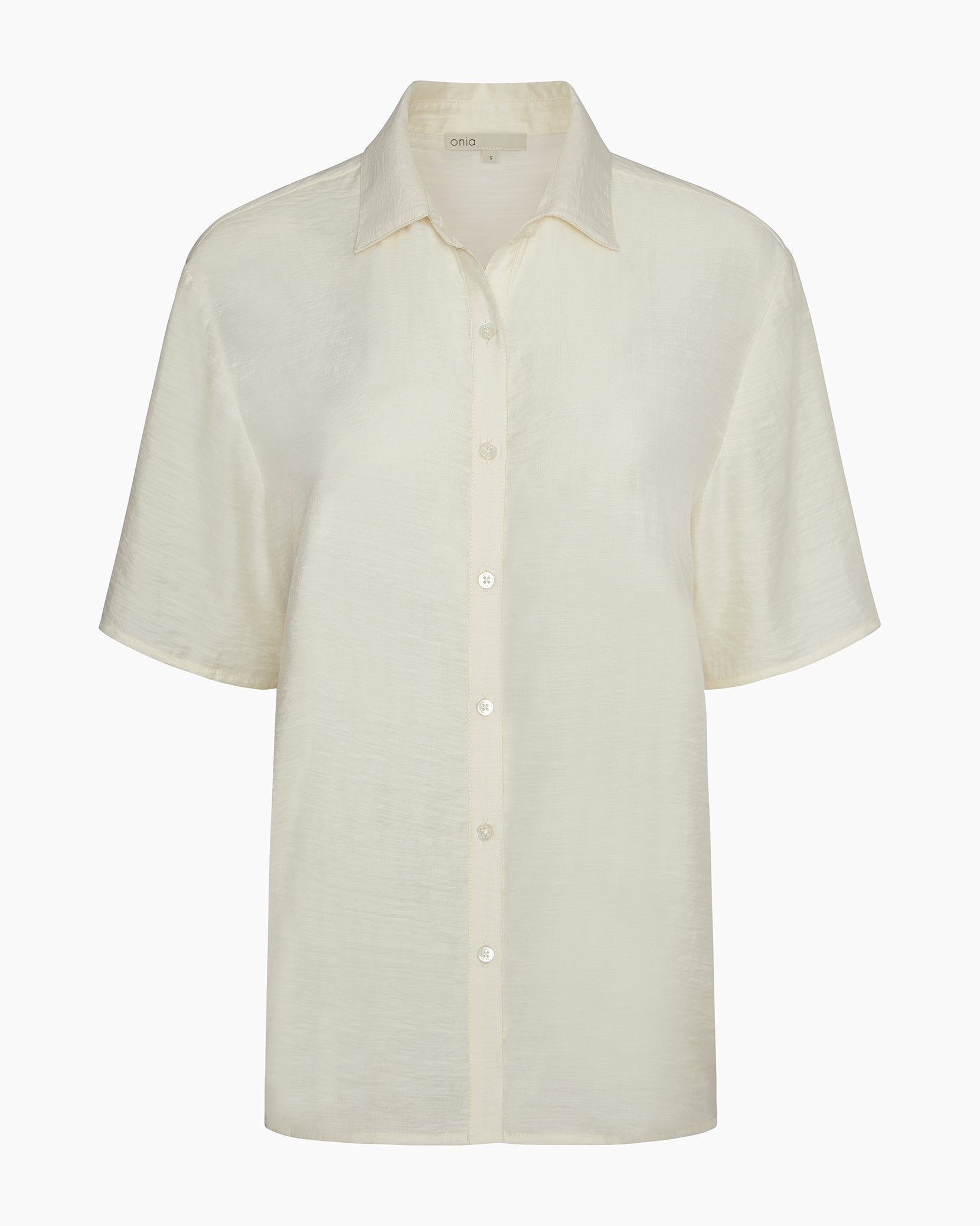 Crinkle Oversized Short Sleeve Button Up Shirt