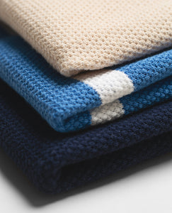 Cotton Textured Knit Polo in Pool Blue White - 3 - Onia