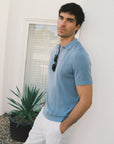 Silk Ribbed Knit Polo