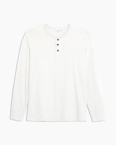 Slub Long Sleeve Henley in White - 2 - Onia