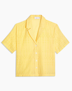 Camp Collar Eyelet Shirt in Honey - 2 - Onia