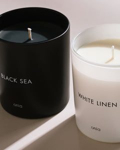 White Linen Candle in White - 3 - Onia