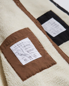 Sherpa-Lined Cotton Shacket in Black - 8 - Onia