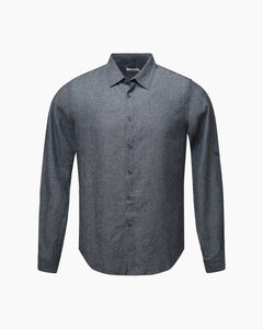 Air Linen Long Sleeve Shirt in Blue Chambray - 1 - Onia