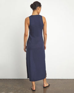 Linen Button Down Maxi in Deep-Navy - 3 - Onia