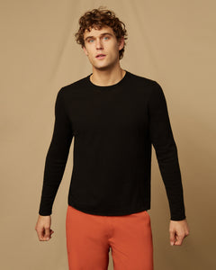 Cotton Crewneck Sweater in Black - 2 - Onia