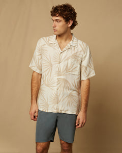 Air Linen Convertible Camp Shirt in Sand-White-Sun-Palm - 2 - Onia