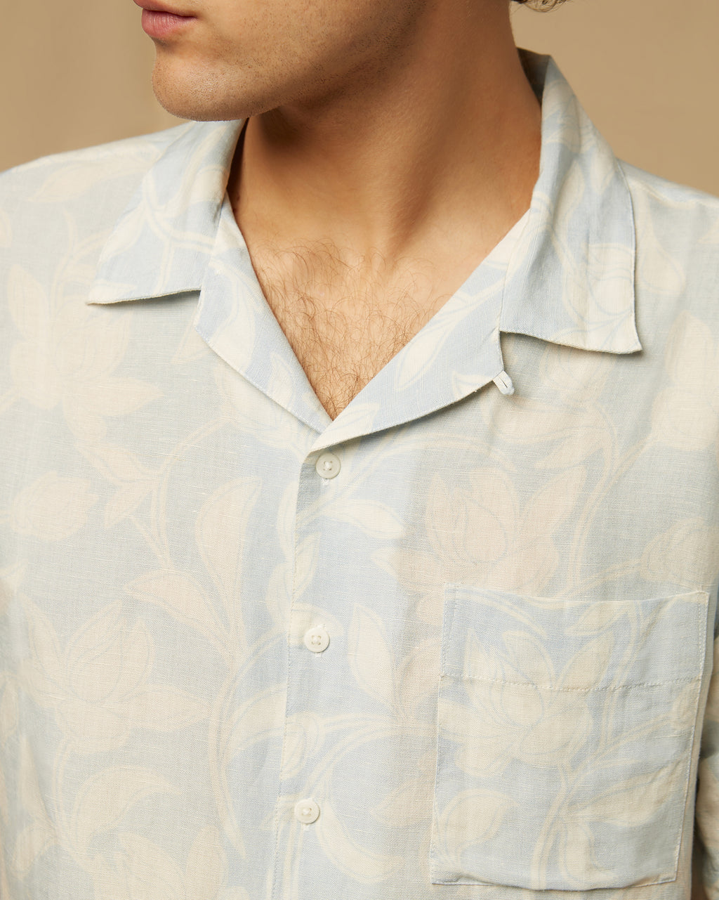 Fog Blue White Cut-Out Floral