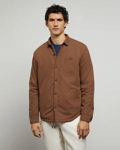 Sherpa-Lined Cotton Shacket in Bison - 2 - Onia