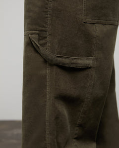 Wide Leg Corduroy Carpenter Pant in Dusty-Olive - 5 - Onia