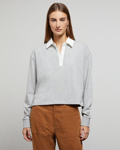 Cropped Rugby Polo in Light-Heather-Grey - 2 - Onia