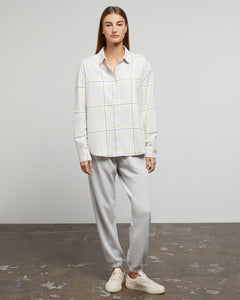 Flannel Oversized Shirt in Oat-Multi-Soft-Plaid - 6 - Onia