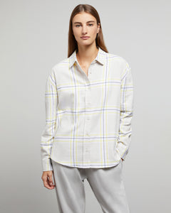 Flannel Oversized Shirt in Oat-Multi-Soft-Plaid - 1 - Onia