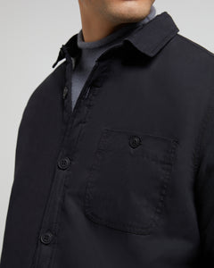 Sherpa-Lined Cotton Shacket in Black - 5 - Onia