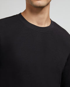 Waffle Crewneck Sweater in Black - 6 - Onia