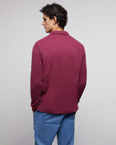 Classic Waffle Long Sleeve Polo in Vintage-Plum - 4 - Onia