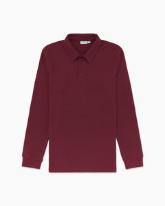 Classic Waffle Long Sleeve Polo in Vintage-Plum - 1 - Onia
