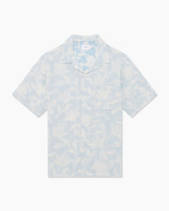 Air Linen Convertible Camp Shirt in Fog-Blue-White-Cut-Out-Floral - 2 - Onia