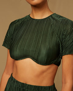 Plisse Underwire Top in Forest Green - 1 - Onia