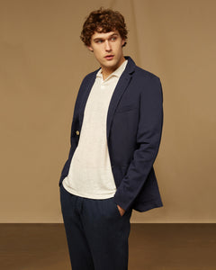 Linen Cotton Canvas Blazer in Deep Navy - 2 - Onia