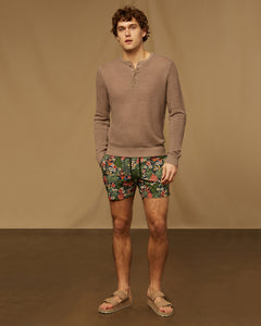 Linen Henley Sweater in Cashew - 6 - Onia