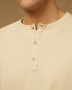 Long Sleeve Cotton Modal Henley in Dove - 6 - Onia
