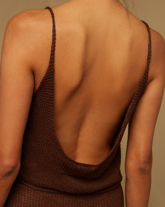 Textured Linen Sweater Scoop Tank in Coffee - 4 - Onia