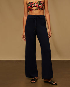 Cotton Waffle Sweater Pull On Pant in Deep Navy - 1 - Onia
