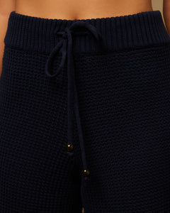 Cotton Waffle Sweater Pull On Pant in Deep Navy - 5 - Onia