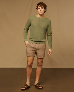 Linen Boatneck Sweater in Sage Green - 6 - Onia