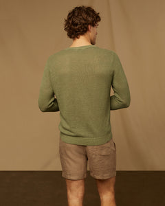 Linen Boatneck Sweater in Sage Green - 4 - Onia
