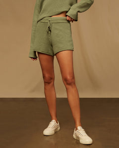 Cotton Waffle Sweater Pull On Short in Sage Green - 3 - Onia