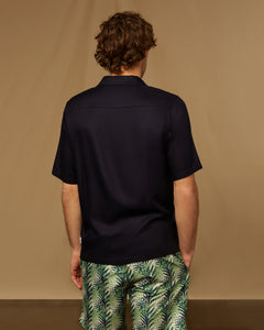 Viscose Camp Shirt in Deep Navy - 4 - Onia