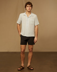 Air Linen Convertible Camp Shirt in Fog Blue - 6 - Onia