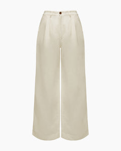 Air Linen Pleated Trousers in White - 1 - Onia