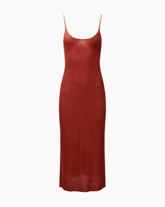 Textured Linen Sweater Scoop Maxi Dress in Burnt Ochre - 2 - Onia