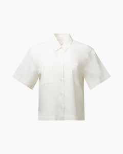 Poplin Home Short Sleeve Shirt in White - 1 - Onia