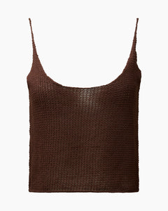 Textured Linen Sweater Scoop Tank in Coffee - 2 - Onia