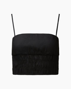 Air Linen Smocked Tank in Black - 1 - Onia