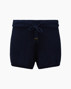 Cotton Waffle Sweater Pull On Short in Deep Navy - 1 - Onia