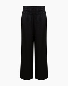 Air Linen Smocked Pant in Black - 1 - Onia