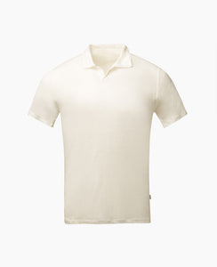 Short Sleeve Linen Polo in White - 2 - Onia